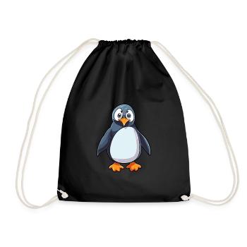 Pinguin Niedliche Karikatur Kawaii Aquarell Tier Haustier - Turnbeutel - Schwarz - Vorne
