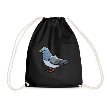 Pigeon Mignon Dessin Animé Kawaii Aquarelle Animal De Compagnie - Sac de sport léger - noir - Devant