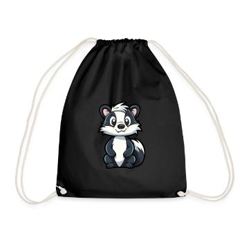Skunk Mignon Dessin Animé Kawaii Aquarelle Animal De Compagnie - Sac de sport léger - noir - Devant