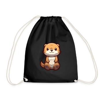 Loutre mignon dessin animé kawaii aquarelle animal animal de compagnie - Sac de sport léger - noir - Devant