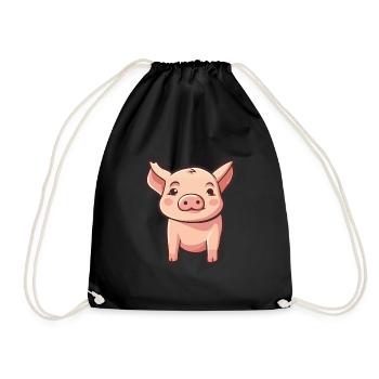Cochon Mignon Dessin Animé Kawaii Aquarelle Animal De Compagnie - Sac de sport léger - noir - Devant