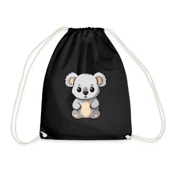 Koala Cute Cartoon Kawaii Watercolor Animal Pet - Drawstring Bag - black - Front