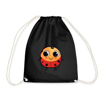 Ladybug Cute Cartoon Kawaii Watercolor Animal Pet - Drawstring Bag - black - Front