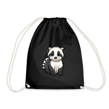 Blaireau Mignon Dessin Animé Kawaii Aquarelle Animal Animal De Compagnie - Sac de sport léger - noir - Devant