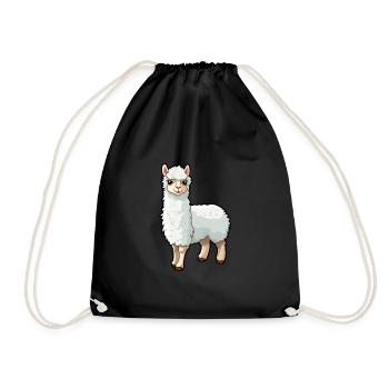 Alpaga mignon dessin animé kawaii aquarelle animal animal de compagnie - Sac de sport léger - noir - Devant