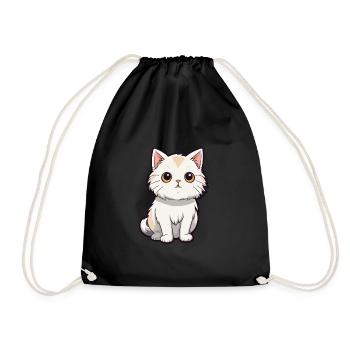 Katze niedliche Karikatur Kawaii Aquarell Tier Haustier - Turnbeutel - Schwarz - Vorne