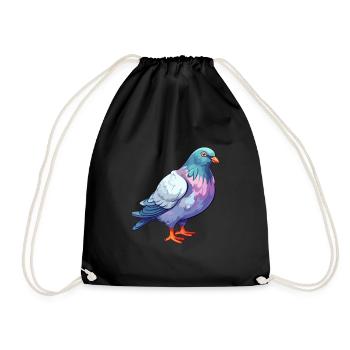 Taube buntes Aquarell Cartoon Kawaii Tier - Turnbeutel - Schwarz - Vorne
