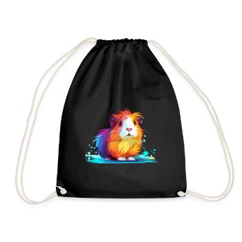 Cochon d’Inde Aquarelle Colorée Dessin Animé Kawaii Anim - Sac de sport léger - noir - Devant