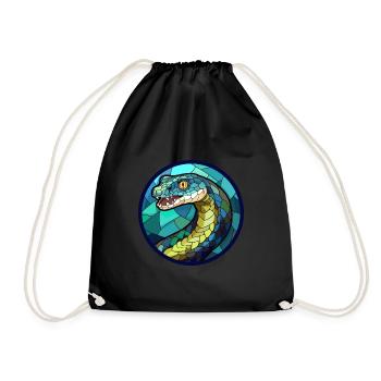 Anaconda vitrail coloré dessin animé Kawaii Ani - Sac de sport léger - noir - Devant