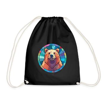 Bär Buntglas Bunte Karikatur Kawaii Tier - Turnbeutel - Schwarz - Vorne