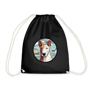Bullterrier Hund Bunte Karikatur Ka - Turnbeutel - Schwarz - Vorne