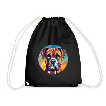 Boxer Hund Buntes Glas Bunte Karikatur Kawaii An - Turnbeutel - Schwarz - Vorne