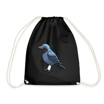 Corbeau mignon dessin animé kawaii aquarelle animal animal de compagnie - Sac de sport léger - noir - Devant