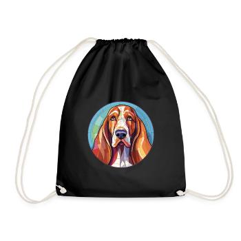 Basset Hund Buntes Glas Bunte Karikatur Ka - Turnbeutel - Schwarz - Vorne