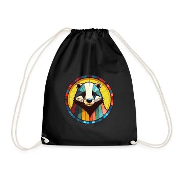 Blaireau vitrail coloré Cartoon Kawaii Anima - Sac de sport léger - noir - Devant