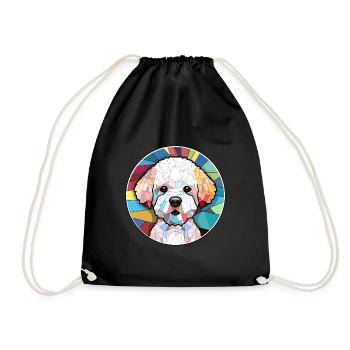 Bichons Frise chien vitrail coloré dessin animé K - Sac de sport léger - noir - Devant