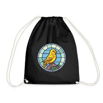 Canary Stained Glass Colorful Cartoon Kawaii Anima - Drawstring Bag - black - Front