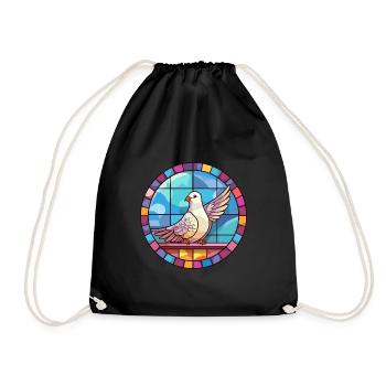 Taube Buntglas bunte Karikatur Kawaii Tier - Turnbeutel - Schwarz - Vorne