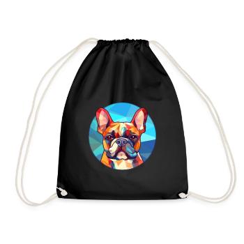 Französische Bulldogge Hund Bunte Karikatur aus Glas - Turnbeutel - Schwarz - Vorne
