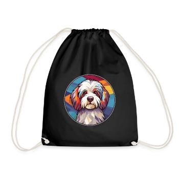 Havaneser Hund Bunte Karikatur Kawaii - Turnbeutel - Schwarz - Vorne