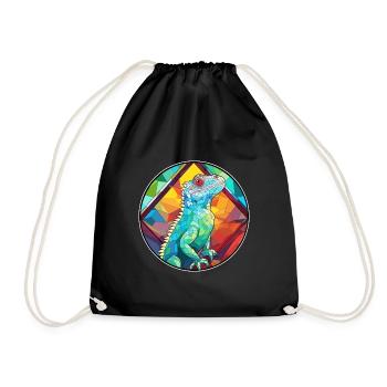 Leguan Buntglas Bunte Karikatur Kawaii Anima - Turnbeutel - Schwarz - Vorne