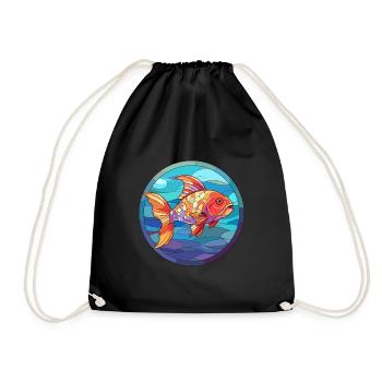 Fisch Buntes Glas Bunte Karikatur Kawaii Tier - Turnbeutel - Schwarz - Vorne