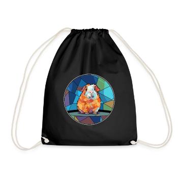 Cochon d’Inde vitrail coloré Cartoon Kawaii A - Sac de sport léger - noir - Devant