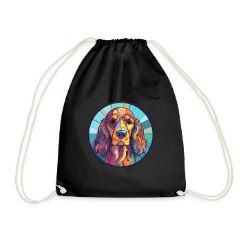 Englischer Cocker Spaniel Hund Buntglas Bunt - Turnbeutel - Schwarz - Vorne