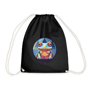 Frosch Buntglas Bunte Karikatur Kawaii Tier - Turnbeutel - Schwarz - Vorne