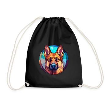 Deutscher Schäferhund Bunte Karikatur - Turnbeutel - Schwarz - Vorne