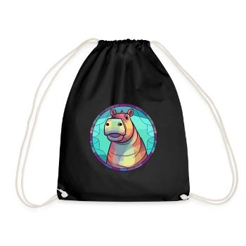 Nilpferd Bunte Karikatur Kawaii Tier - Turnbeutel - Schwarz - Vorne