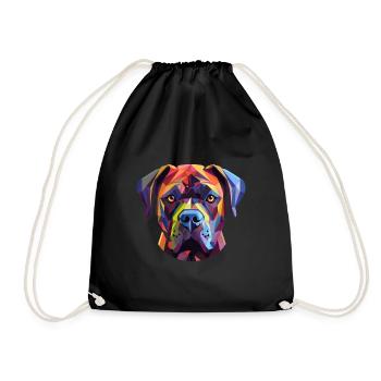 Cane Corso chien vitrail coloré dessin animé Kawa - Sac de sport léger - noir - Devant
