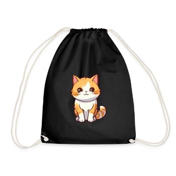 Katze niedliche Karikatur Kawaii Aquarell Tier Haustier - Turnbeutel - Schwarz - Vorne