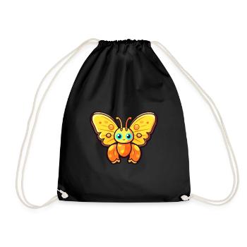 Schmetterling Niedliche Karikatur Kawaii Aquarell Tier Pe - Turnbeutel - Schwarz - Vorne