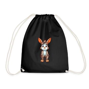 Âne mignon dessin animé kawaii aquarelle Animal de compagnie - Sac de sport léger - noir - Devant
