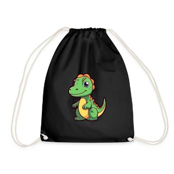 Dinosaur Cute Cartoon Kawaii Watercolor Animal Pet - Drawstring Bag - black - Front