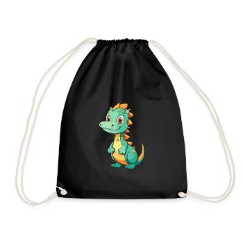 Dragon Mignon Dessin Animé Kawaii Aquarelle Animal De Compagnie - Sac de sport léger - noir - Devant