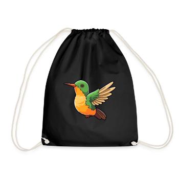 Colibri mignon dessin animé kawaii aquarelle Animal - Sac de sport léger - noir - Devant