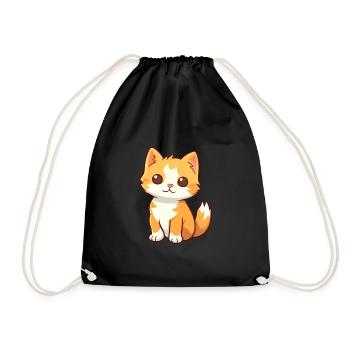 Chaton mignon dessin animé kawaii aquarelle Animal de compagnie - Sac de sport léger - noir - Devant