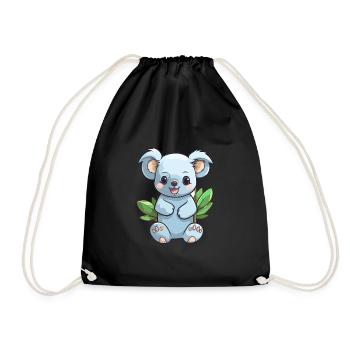 Koala Cute Cartoon Kawaii Watercolor Animal Pet - Drawstring Bag - black - Front