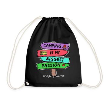 Camping Statement Motorhome Heart Camper Relax - Drawstring Bag - black - Front