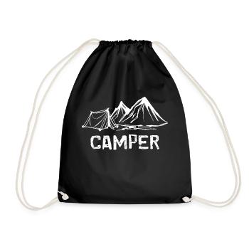 Camper Spruch Camping Bethe Zelten Wanderer - Turnbeutel - Schwarz - Vorne