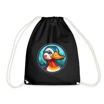 Canard mandarin vitrail coloré Cartoon Kawai - Sac de sport léger - noir - Devant