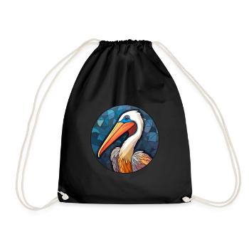 Pélican vitrail coloré dessin animé Kawaii Anim - Sac de sport léger - noir - Devant