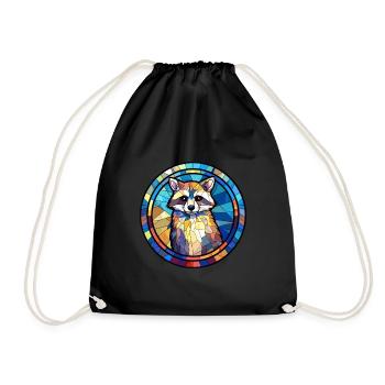 raton laveur vitrail coloré dessin animé kawaii anim - Sac de sport léger - noir - Devant