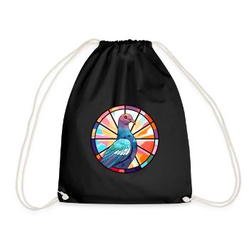 Taube Buntglas Bunte Karikatur Kawaii Anima - Turnbeutel - Schwarz - Vorne