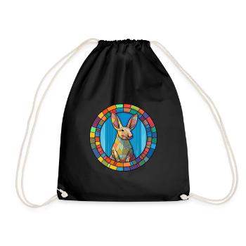 Erdferkel Buntglas Buntes Cartoon Kawaii Haustier - Turnbeutel - Schwarz - Vorne