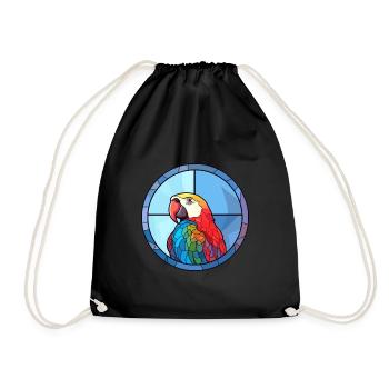 Papagei Buntglas Bunte Karikatur Kawaii Anima - Turnbeutel - Schwarz - Vorne