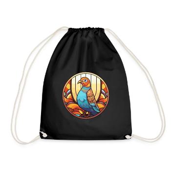 Perdrix vitrail coloré dessin animé Kawaii An - Sac de sport léger - noir - Devant