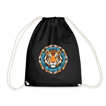 Tiger Buntes Buntes Karikatur-Kawaii-Tier - Turnbeutel - Schwarz - Vorne
